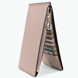 Leather Wallet RFID Blocking Multi Card Organizer with Zipper Closure